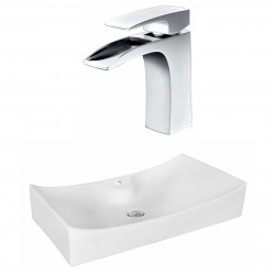 American Imaginations AI-18045 Rectangle Vessel Set In White Color With Single Hole CUPC Faucet