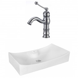 American Imaginations AI-18047 Rectangle Vessel Set In White Color With Single Hole CUPC Faucet