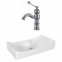 American Imaginations AI-18047 Rectangle Vessel Set In White Color With Single Hole CUPC Faucet