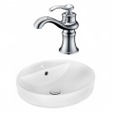 American Imaginations AI-18051 Round Vessel Set In White Color With Single Hole CUPC Faucet