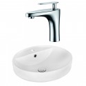 American Imaginations AI-18052 Round Vessel Set In White Color With Single Hole CUPC Faucet