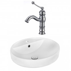 American Imaginations AI-18056 Round Vessel Set In White Color With Single Hole CUPC Faucet