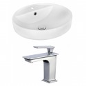 American Imaginations AI-18058 Round Vessel Set In White Color With Single Hole CUPC Faucet