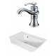 American Imaginations AI-18060 Rectangle Vessel Set In White Color With Single Hole CUPC Faucet
