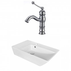 American Imaginations AI-18065 Rectangle Vessel Set In White Color With Single Hole CUPC Faucet