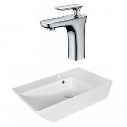 American Imaginations AI-18071 Rectangle Vessel Set In White Color With Single Hole CUPC Faucet