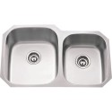 Hardware Resources 801R-18 801 Series 304 Stainless Steel (18 Gauge) Undermount Kitchen Sink with Two Unequal Bowls