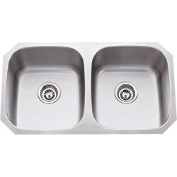 Hardware Resources 802 Series 304 Stainless Steel (16 Gauge) Undermount Kitchen Sink with Two Equal Bowls