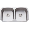 Hardware Resources 802 Series 304 Stainless Steel (16 Gauge) Undermount Kitchen Sink with Two Equal Bowls