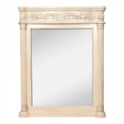 Jeffrey Alexander MIR011 Antique 33.6875" x 42" Antique White Mirror with Hand Carved Details and Beveled Glass