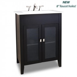 Elements VAN063-T-PW Eberly Bath Elements 28 1/8" Vanity with Sleek Black Finish, Clean Modern Design, Preassembled Top and Bowl