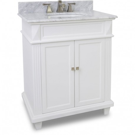 Elements VAN094-30 Douglas Elements White Vanity with Sleek White Finish, Tapered Feet (for 30" Top)