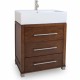 Briggs Jeffrey VAN098-T Alexander 28" Vanity with Chocolate Finish, Oversized Vessel / Bowl Top and 3 Drawers