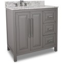 Jeffrey Alexander VAN100-36 Cade Contempo Vanity with Grey Finish and Leading Edge Design (for 36" Top)