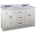 Hardware Resources VAN105D-60 Chatham Shaker White Double Vanity with Shaker Design (for 60" Top)