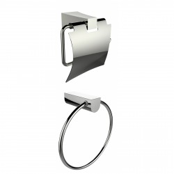 American Imagination AI-13326 Chrome Plated Towel Ring With Toilet Paper Holder Accessory Set:divider_comma:Rectangle