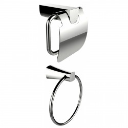 American Imaginations AI-13334 Chrome Plated Towel Ring With Toilet Paper Holder Accessory Set
