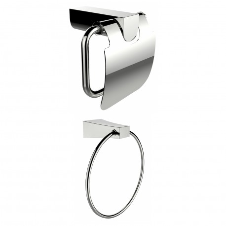 American Imagination AI-13335 Chrome Plated Towel Ring With Toilet Paper Holder Accessory Set:divider_comma:Rectangle