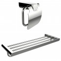 American Imaginations AI-13342 Chrome Plated Toilet Paper Holder With Multi-Rod Towel Rack Accessory Set