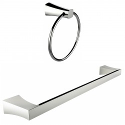 American Imaginations AI-13348 Chrome Plated Towel Ring With Single Rod Towel Rack Accessory Set