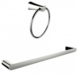 American Imagination AI-13350 Chrome Plated Towel Ring With Single Rod Towel Rack Accessory Set:divider_comma:Round