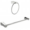 American Imaginations AI-13354 Chrome Plated Towel Ring With Single Rod Towel Rack Accessory Set