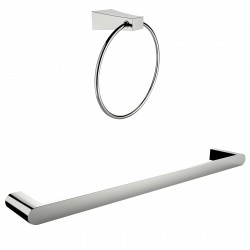 American Imagination AI-13358 Chrome Plated Towel Ring With Single Rod Towel Rack Accessory Set:divider_comma:Round