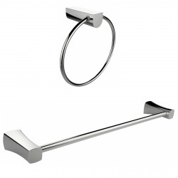 American Imagination AI-13361 Chrome Plated Towel Ring With Single Rod Towel Rack Accessory Set:divider_comma:Round