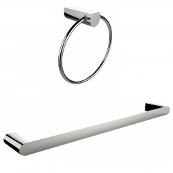 American Imaginations AI-13365 Chrome Plated Towel Ring With Single Rod Towel Rack Accessory Set