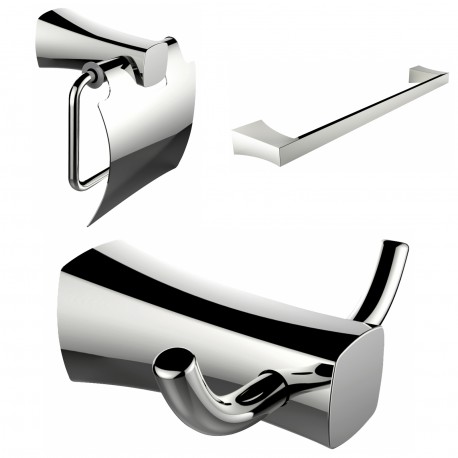 American Imagination AI-13420 Robe Hook:divider_comma: Toilet Paper Holder & Single Rod Towel Rack Accessory Set:divider_comma:R