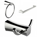 American Imaginations AI-13447 Chrome Plated Towel Ring, Double Robe Hook And Single Rod Towel Rack Accessory Set