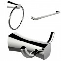 American Imaginations AI-13449 Chrome Plated Towel Ring, Double Robe Hook And Single Rod Towel Rack Accessory Set