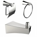 American Imaginations AI-13493 Chrome Plated Robe Hook With Towel Ring And Toilet Paper Holder Accessory Set