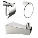American Imaginations AI-13494 Chrome Plated Robe Hook With Towel Ring And Toilet Paper Holder Accessory Set
