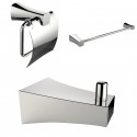 American Imaginations AI-13496 Chrome Plated Single Rod Towel Rack With Robe Hook And Toilet Paper Holder Accessory Set