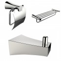 American Imaginations AI-13497 Chrome Plated Multi-Rod Towel Rack With Robe Hook And Toilet Paper Holder Accessory Set