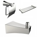 American Imaginations AI-13499 Chrome Plated Multi-Rod Towel Rack With Robe Hook And Toilet Paper Holder Accessory Set