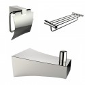 American Imaginations AI-13507 Chrome Plated Multi-Rod Towel Rack With Robe Hook And Toilet Paper Holder Accessory Set