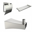 American Imaginations AI-13509 Chrome Plated Multi-Rod Towel Rack With Robe Hook And Toilet Paper Holder Accessory Set