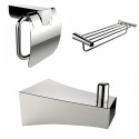American Imaginations AI-13516 Chrome Plated Multi-Rod Towel Rack With Robe Hook And Toilet Paper Holder Accessory Set