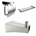American Imaginations AI-13520 Chrome Plated Multi-Rod Towel Rack With Robe Hook And Toilet Paper Holder Accessory Set