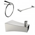 American Imaginations AI-13523 Single Rod Towel Rack With Robe Hook And Towel Ring Accessory Set