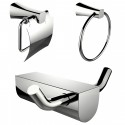 American Imaginations AI-13637 Chrome Plated Towel Ring And Robe Hook With Sleek Toilet Paper Holder Accessory Set