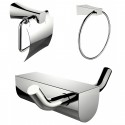 American Imaginations AI-13638 Chrome Plated Towel Ring And Robe Hook With Modern Toilet Paper Holder Accessory Set