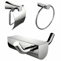 American Imaginations AI-13639 Chrome Plated Towel Ring And Robe Hook With Modern Toilet Paper Holder Accessory Set