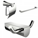 American Imaginations AI-13644 Single Rod Towel Rack And Robe Hook With Modern Toilet Paper Holder Accessory Set