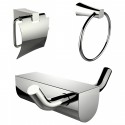 American Imaginations AI-13647 Chrome Plated Towel Ring And Robe Hook With Modern Toilet Paper Holder Accessory Set