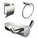 American Imaginations AI-13649 Chrome Plated Towel Ring And Robe Hook With Modern Toilet Paper Holder Accessory Set