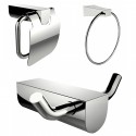 American Imaginations AI-13657 Chrome Plated Towel Ring And Robe Hook With Modern Toilet Paper Holder Accessory Set