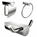 American Imaginations AI-13658 Chrome Plated Towel Ring And Robe Hook With Modern Toilet Paper Holder Accessory Set